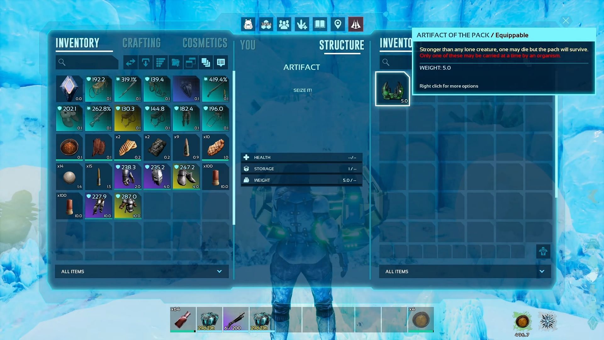 Artifact of the Pack in ARK Ragnarok Ascended (Image via Studio Wildcard || YouTube/Jonna-X)